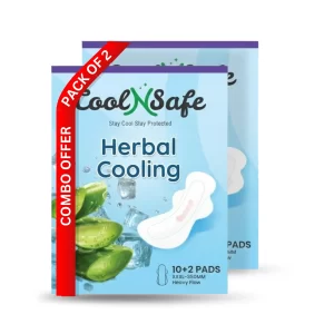 CoolNSafe All-Day Comfort Sanitary Pads XXXL(350MM) | Pack of 2 | 24 Pads | Herbal Cooling & 12-Hour Protection