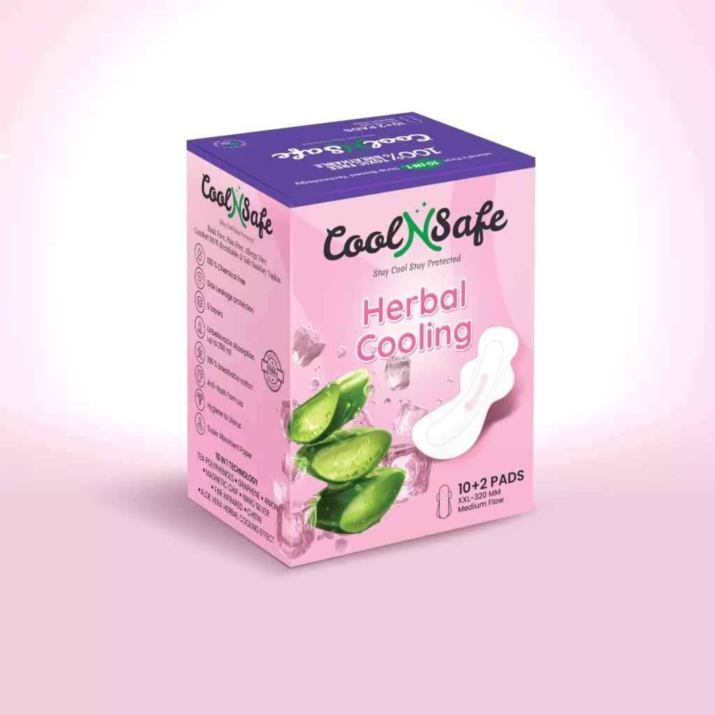 Cool N Safe All-Day Comfort Sanitary Pads | Pack of (10+2) XXL 320 mm