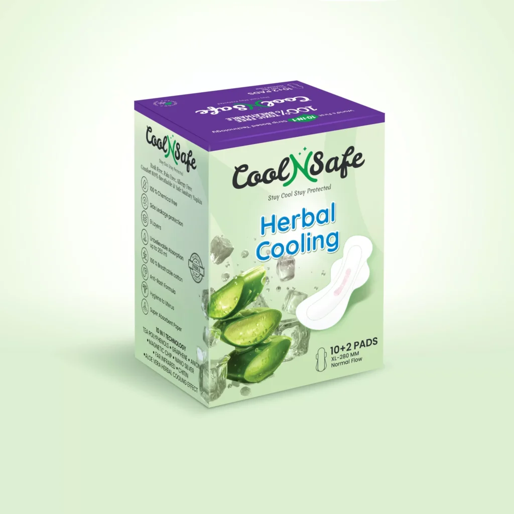 Cool N Safe All-Day Comfort Sanitary Pads | Pack of (10+2) XL 280 mm